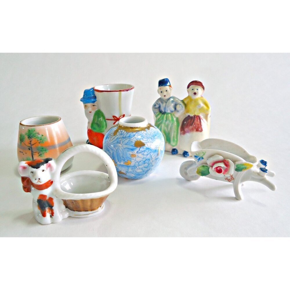 6 Miniature Vases 3 Occupied Japan & 3 Japan Collection